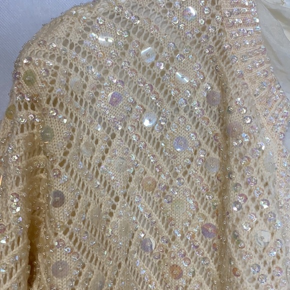 Vintage 100% Wool Cyn Les Hand Beaded Sweater Size British Hong Kong - Picture 5 of 11